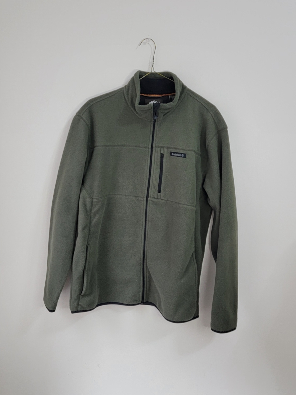 Timberland Olive Green Full-Zip Fleece Jacket with Chest Pocket